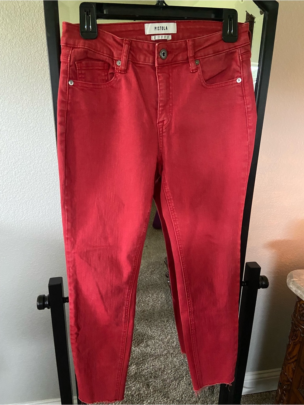 pistola Red Skinny Jeans — High-Rise Ankle Denim